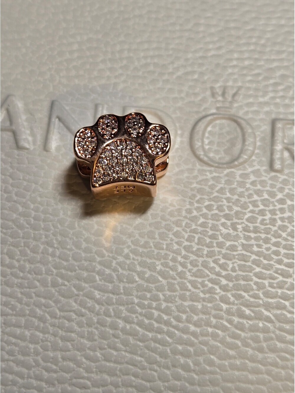 Pandora charm pendant paw print rose gold